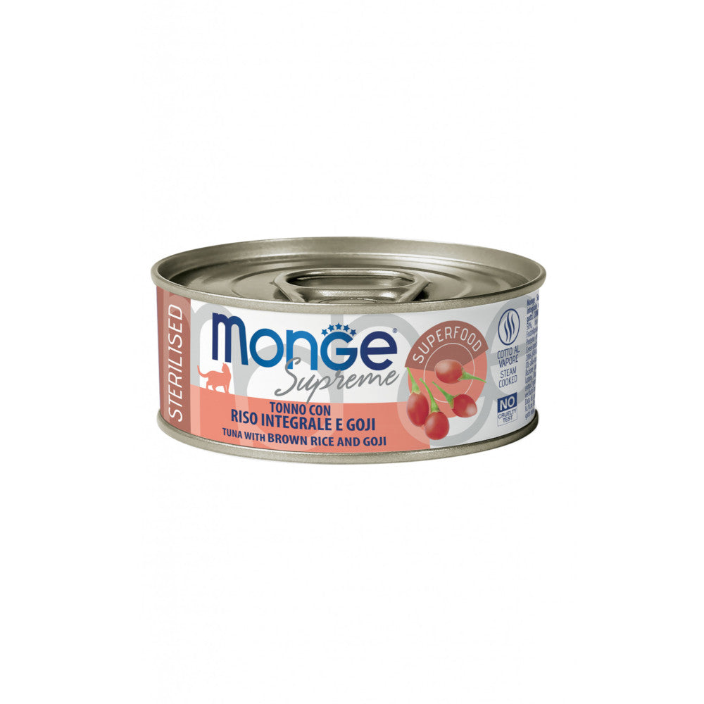 Monge Supreme Sterilised Tonno Riso Integrale e Bacche di Goji 80gr Alimento umido per Gatti Monge Supreme Sterilised Tonno Riso Integrale e Bacche di Goji 80gr Alimento umido per Gatti